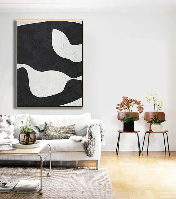 Wall Art Painting,Black And White Minimal Painting On Canvas - Oversized Canvas Art